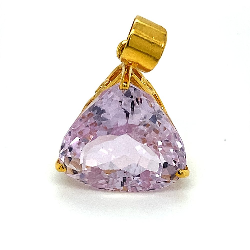 Certified Pink Kunzite 30.39ct Solid 18K Pendant